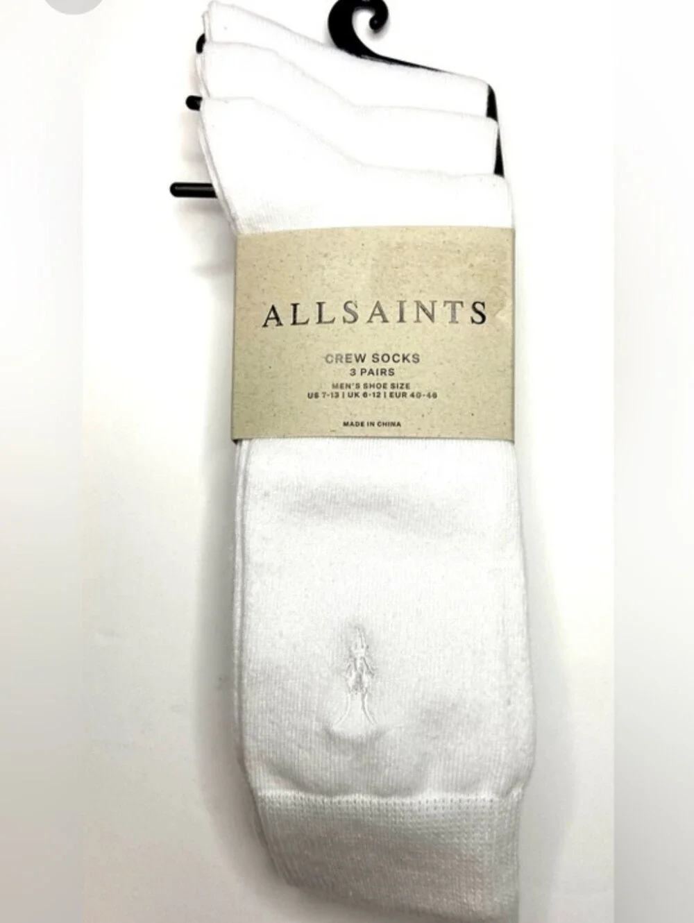 AllSaints White Crew Socks - Pack of 3